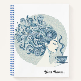 Flow Woman Art - Blue Tile Fusion Notizbuch