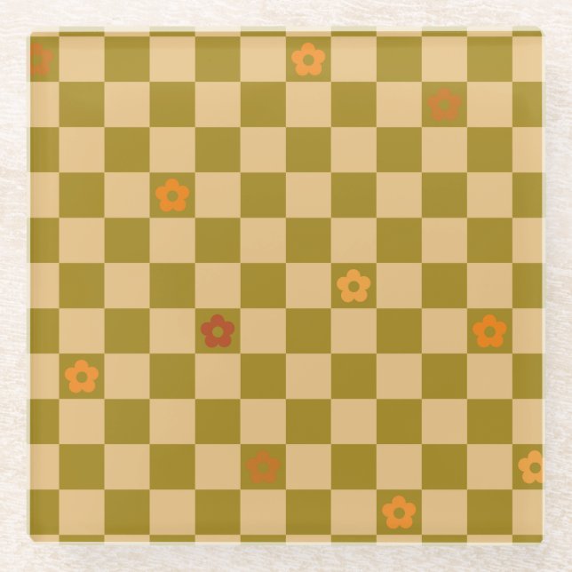 Flowe Checkered Pattern - No. 02 Glasuntersetzer (Vorderseite)
