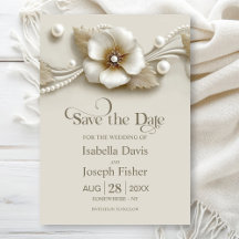 Flower and Pearls Wedding Save the Date
