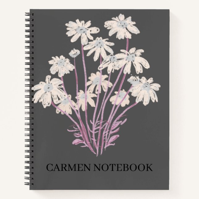 Flower Art Drawing Personalize Spiral Notebook Notizbuch (Vorderseite)