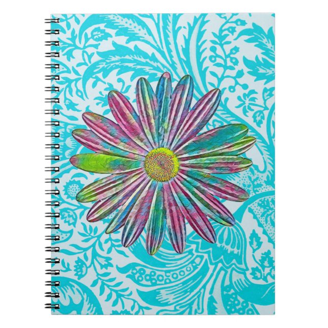 Flower Art Vintage Aqua Motif Journal (Devant)