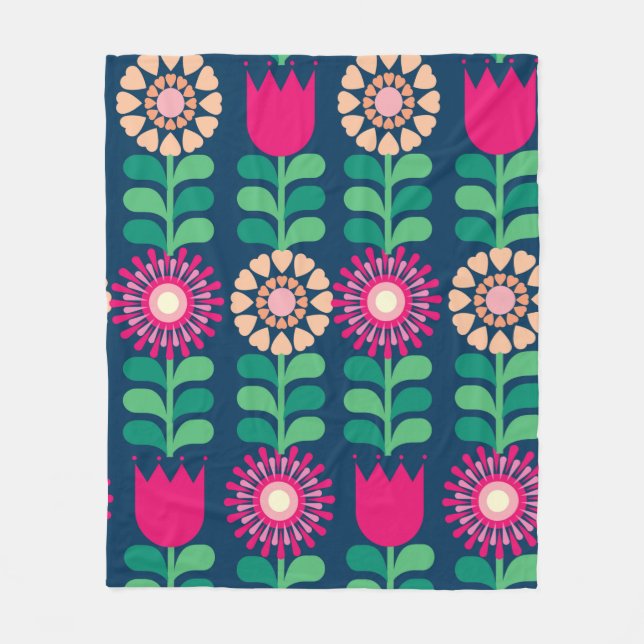 flower background vintage/illustration fleecedecke (Vorderseite)