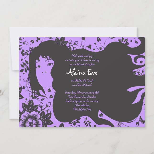 Flower Bar Bat mitzvah Invitation Invitation (Devant)