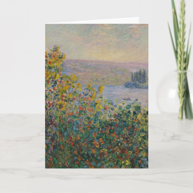 Flower Beds at Vétheuil, Impressionist Landscape Karte (Vorderseite)