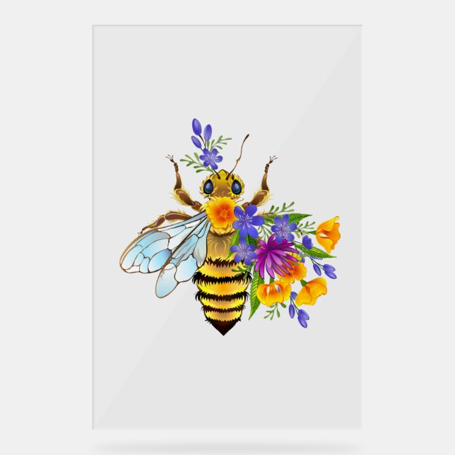 Flower bee with wild plants acrylschild (Vorderseite)