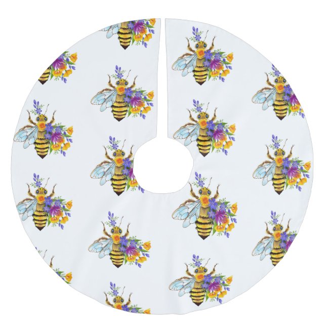 Flower bee with wild plants polyester weihnachtsbaumdecke (Vorderseite)