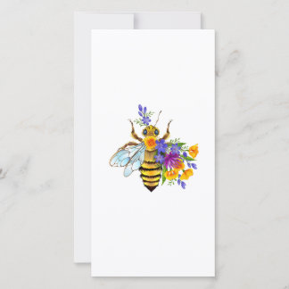 Flower bee with wild plants save the date