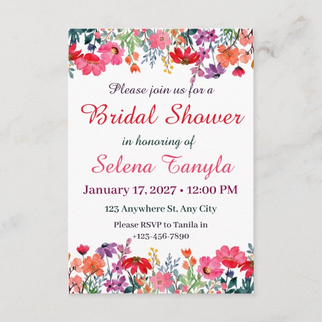  Flower Bridal Shower Invitation Card Einladung (Vorderseite)