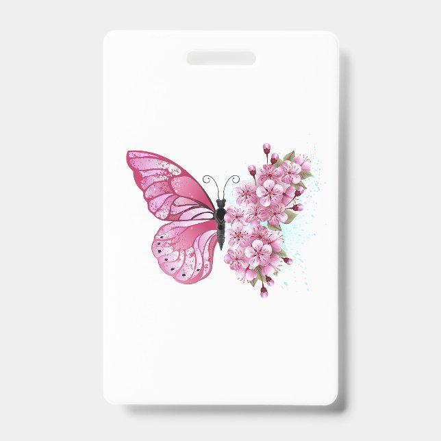 Flower Butterfly with Pink Sakura Ausweis (Vorderseite)