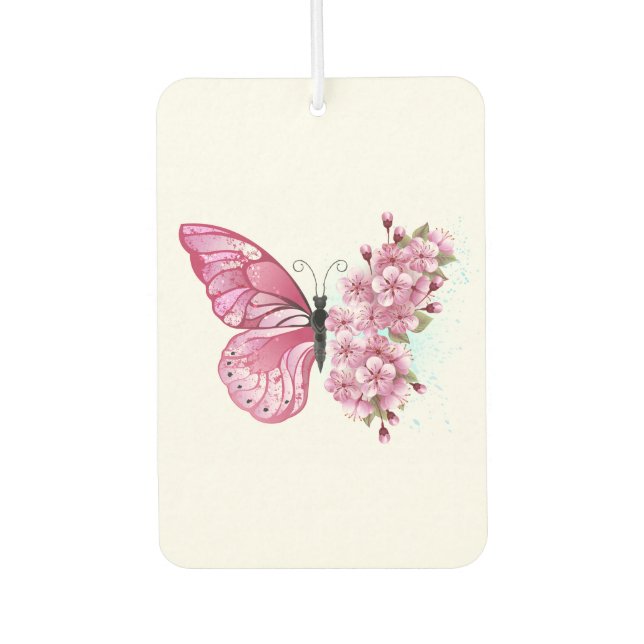 Flower Butterfly with Pink Sakura Autolufterfrischer (Vorderseite)
