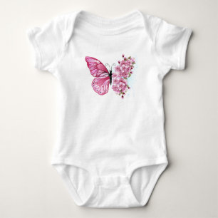 Flower Butterfly with Pink Sakura Baby Strampler