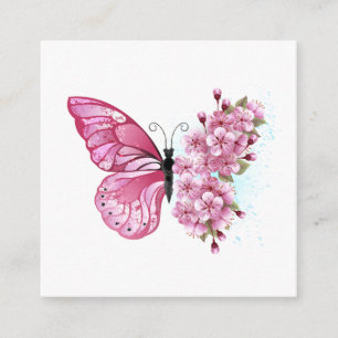 Flower Butterfly with Pink Sakura Begleitkarte