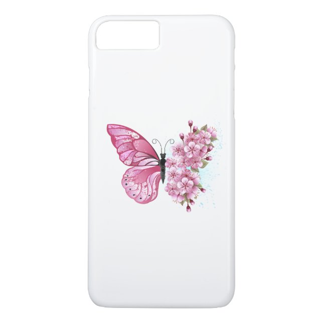 Flower Butterfly with Pink Sakura Case-Mate iPhone Hülle (Rückseite)