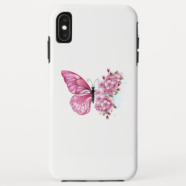 Flower Butterfly with Pink Sakura Case-Mate iPhone Hülle (Rückseite)