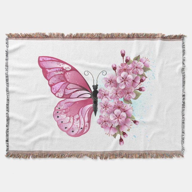 Flower Butterfly with Pink Sakura Decke (Vorderseite)