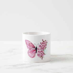 Flower Butterfly with Pink Sakura Espressotasse