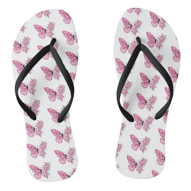 Flower Butterfly with Pink Sakura Flip Flops (Fußbett)
