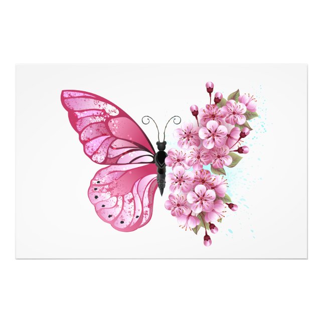 Flower Butterfly with Pink Sakura Fotodruck (Vorne)