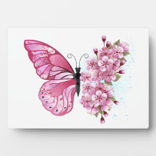 Flower Butterfly with Pink Sakura Fotoplatte