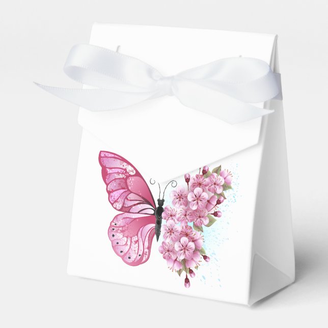 Flower Butterfly with Pink Sakura Geschenkschachtel (Vorderseite)