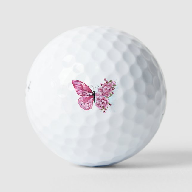 Flower Butterfly with Pink Sakura Golfball (Vorderseite)
