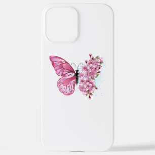 Flower Butterfly with Pink Sakura iPhone 12 Pro Max Hülle