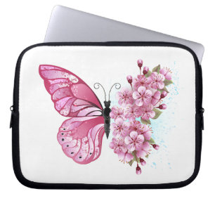 Flower Butterfly with Pink Sakura Laptopschutzhülle
