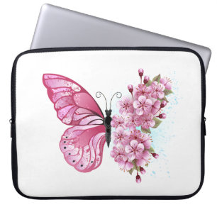 Flower Butterfly with Pink Sakura Laptopschutzhülle