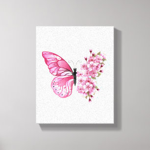 Flower Butterfly with Pink Sakura Leinwanddruck