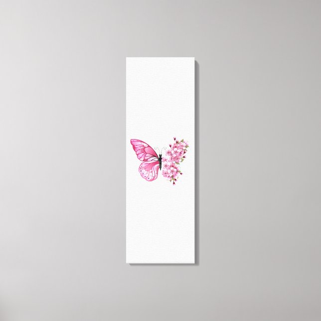 Flower Butterfly with Pink Sakura Leinwanddruck (Vorderseite)