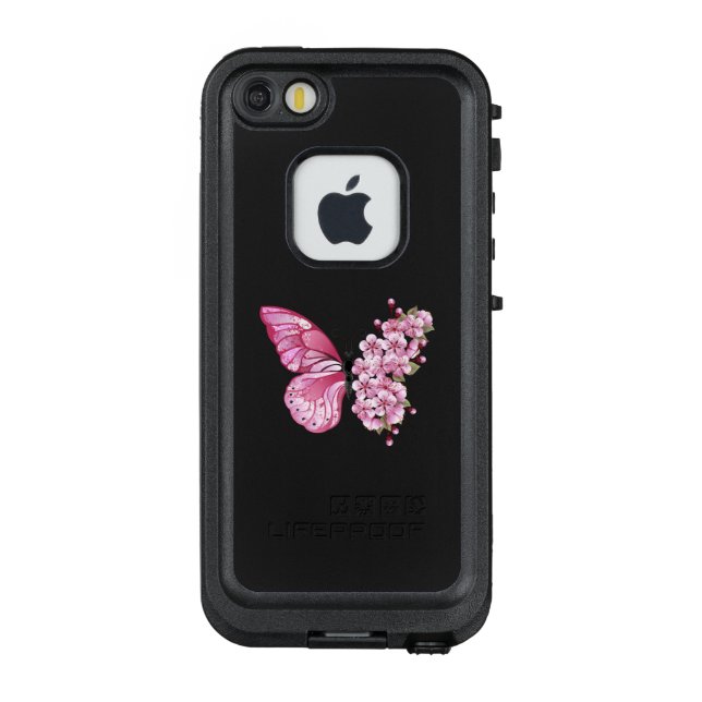 Flower Butterfly with Pink Sakura LifeProof iPhone Hülle (Rückseite)