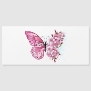 Flower Butterfly with Pink Sakura Magnetkarte