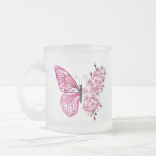 Flower Butterfly with Pink Sakura Mattglastasse