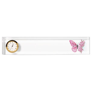 Flower Butterfly with Pink Sakura Namensplakette