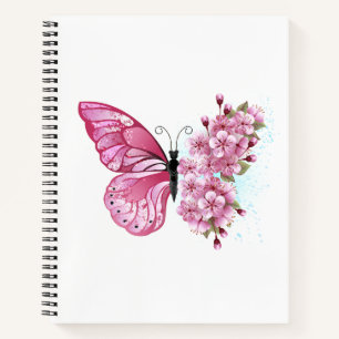 Flower Butterfly with Pink Sakura Notizbuch
