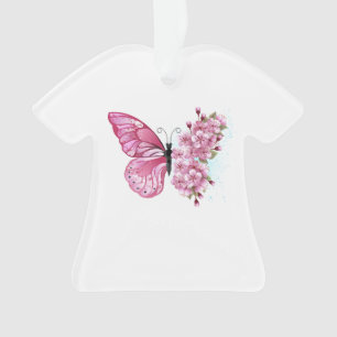 Flower Butterfly with Pink Sakura Ornament