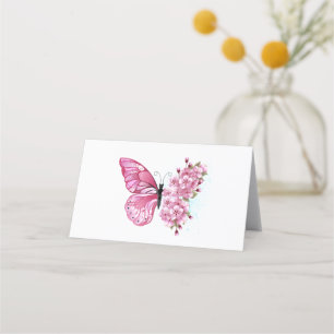Flower Butterfly with Pink Sakura Platzkarte