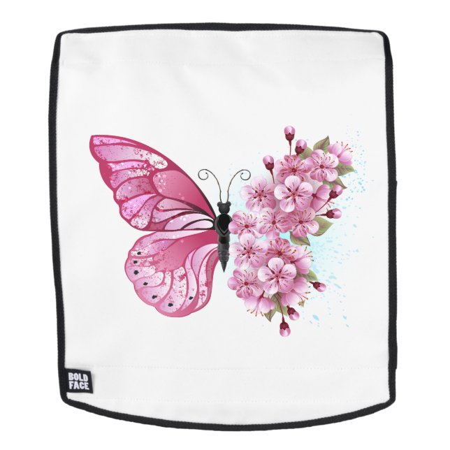 Flower Butterfly with Pink Sakura Rucksack (Abnehmbare Front)