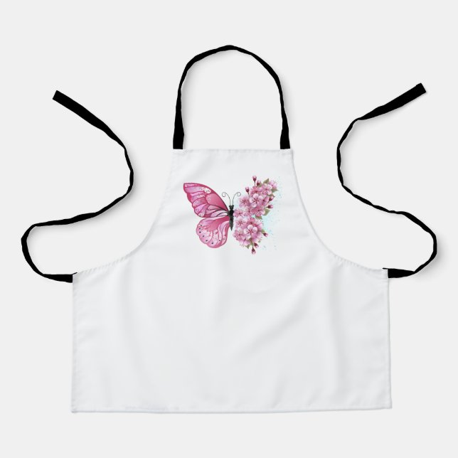 Flower Butterfly with Pink Sakura Schürze (Vorderseite)