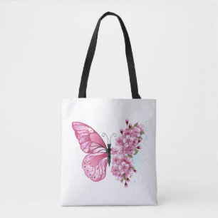 Flower Butterfly with Pink Sakura Tasche