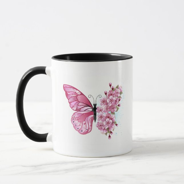 Flower Butterfly with Pink Sakura Tasse (Links)