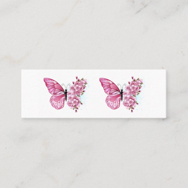 Flower Butterfly with Pink Sakura Telefonnummerkarte (Vorderseite)
