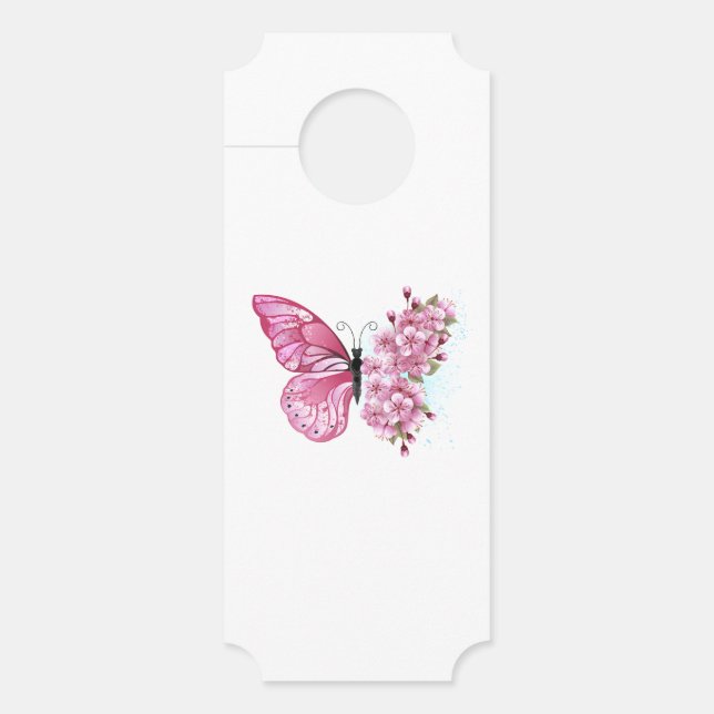 Flower Butterfly with Pink Sakura Türanhänger (Vorderseite)