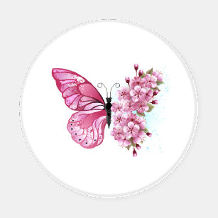 Flower Butterfly with Pink Sakura Untersetzer Set