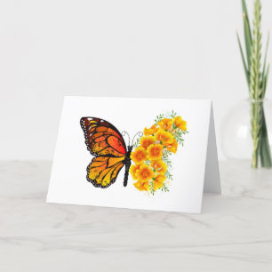Flower Butterfly with Yellow California Poppy Feiertagskarte