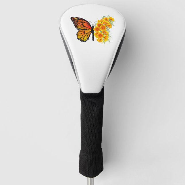 Flower Butterfly with Yellow California Poppy Golf Headcover (Vorderseite)