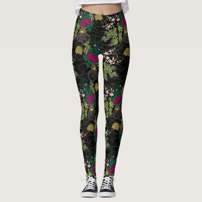 Flower Carriage Pattern Japanese classic Leggings (Vorderseite)