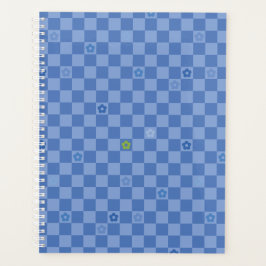 Flower Checkered Pattern No. 01 - Light Blue