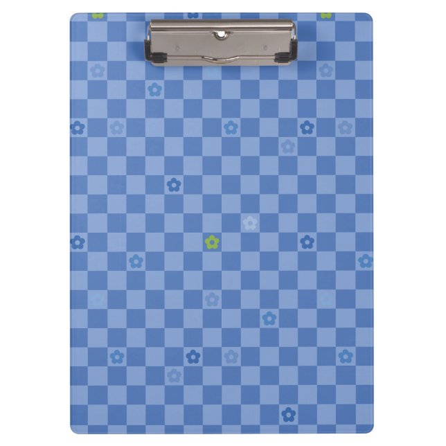 Flower Checkered Pattern No. 01 - Light Blue Klemmbrett (Vorderseite)