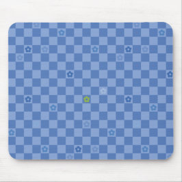 Flower Checkered Pattern No. 01 - Light Blue Mousepad